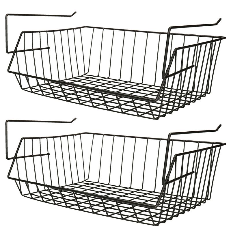 Foto van Msv kastmandje - 4x - opberg/hang mandjes - rvs - zwart - 40 x 27 x 17 cm - opbergmanden