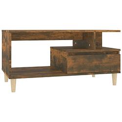 Foto van The living store salontafel 90x49x45 cm bewerkt hout gerookt eikenkleurig - tafel