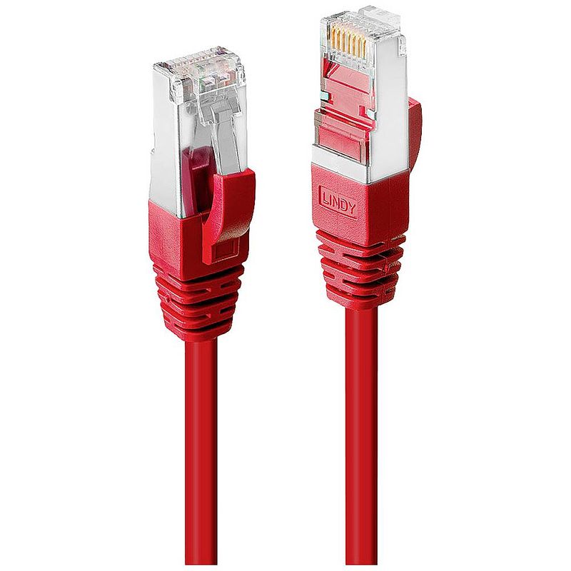 Foto van Lindy 45625 rj45 netwerkkabel, patchkabel cat 6 s/stp 5.00 m rood 1 stuk(s)