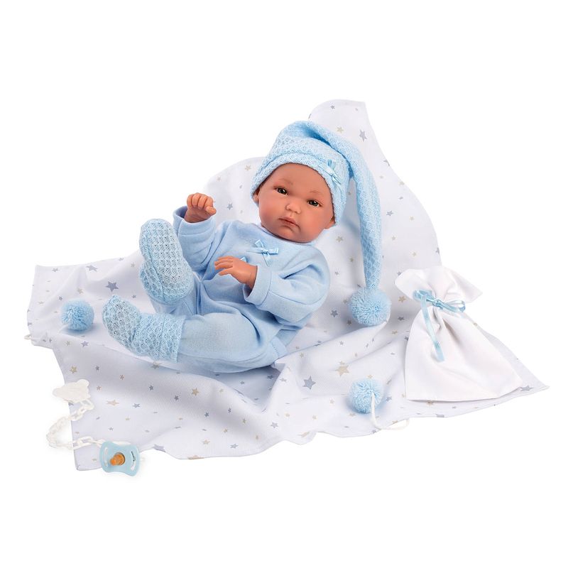 Foto van Llorens blanke pop bimbo 35 cm muselina blauw 35cm