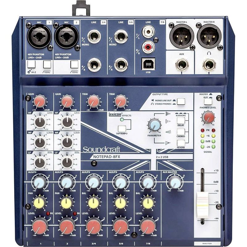 Foto van Soundcraft notepad 8fx console-mengpaneel aantal kanalen:8 usb-aansluiting