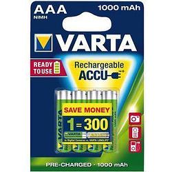 Foto van Varta aaa oplaadbare batterijen - 1000mah - 4 stuks