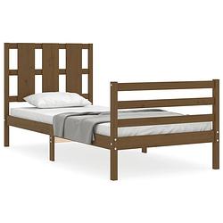 Foto van The living store massief grenen houten bedframe - 205.5 x 95.5 x 100 cm - honingbruin