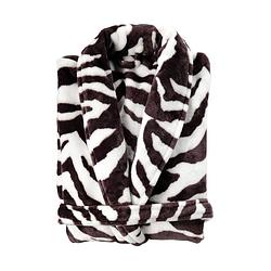Foto van Zo home flanel fleece badjas zebra - black - l