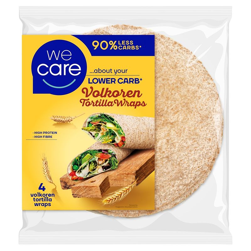 Foto van Wecare koolhydraatame tortilla wraps volkoren