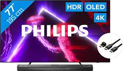 Foto van Philips 77oled807 - ambilight (2022) + soundbar + hdmi kabel