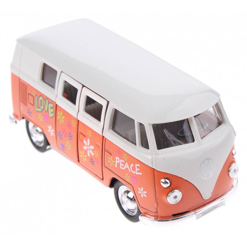 Foto van Welly schaalmodel volkswagen bus met print oranje