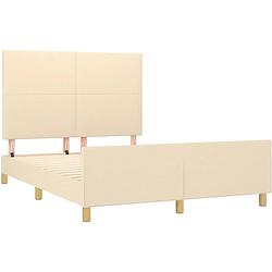 Foto van The living store bedframe - bedframe - 193x146x118/128 cm - crème