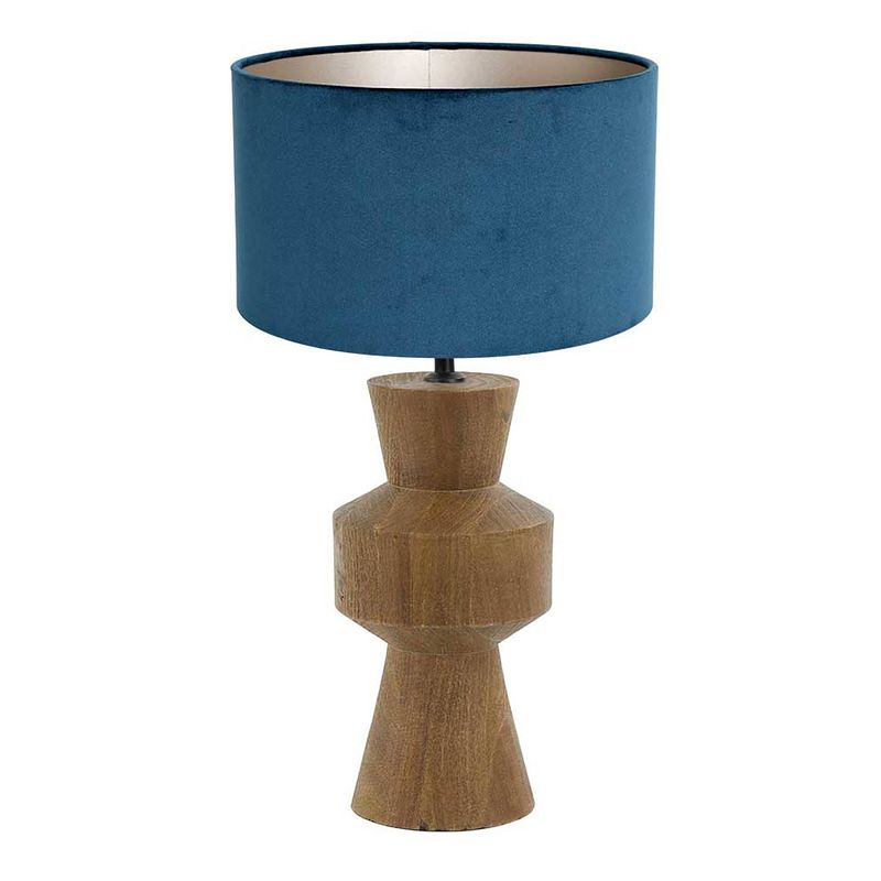 Foto van Light & living gregor tafellamp - ø 17 cm - e27 (grote fitting) - beuken en blauw