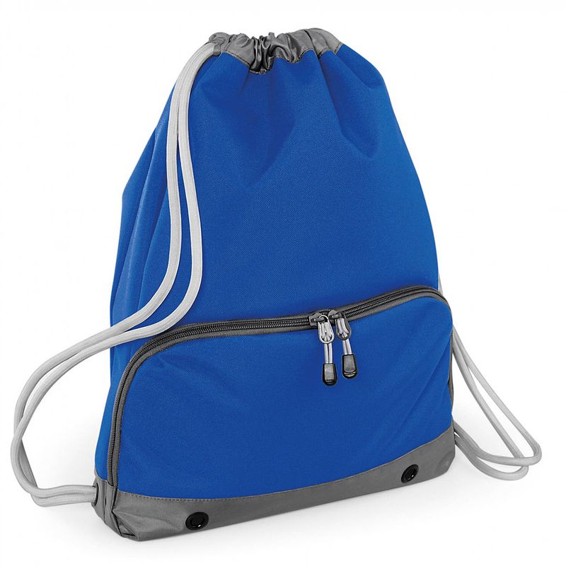 Foto van Sport gymtas blauw met rijgkoord 49 x 35 cm van polyester - gymtasje - zwemtasje