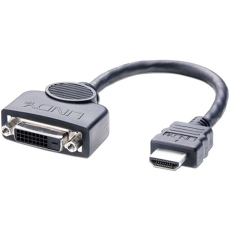 Foto van Lindy hdmi / dvi adapterkabel hdmi-a stekker, dvi-d 24+1-polige bus 0.20 m zwart 41227 hdmi-kabel