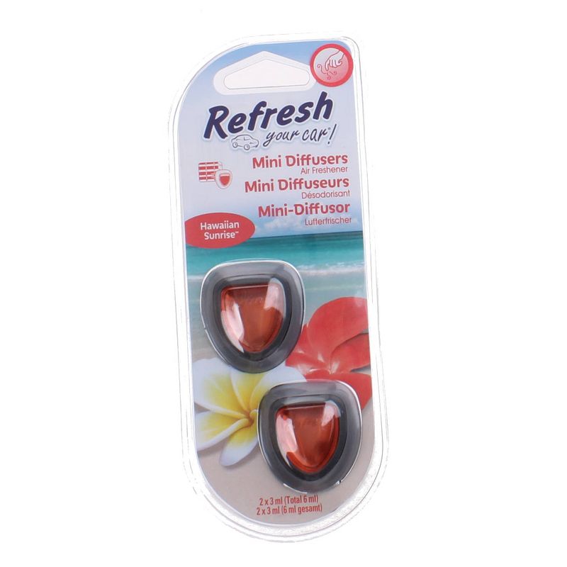 Foto van Refresh your car mini-luchtverfrissers hawaian sunrise 3 ml 2 stuks