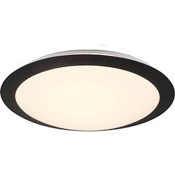 Foto van Led plafondlamp - badkamerlamp - trion hambert - 12w - natuurlijk wit 4000k - spatwaterdicht ip44 - rond - mat zwart -