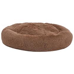 Foto van The living store dierenbed bruin pluche - 70x70x15 cm - wasbaar - anti-slipvoering - opvouwbaar