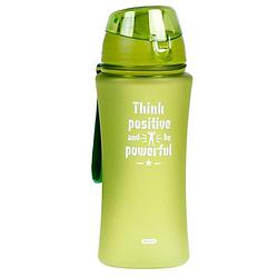 Foto van Sport bidon drinkfles/waterfles think positive print groen 480 ml - drinkflessen