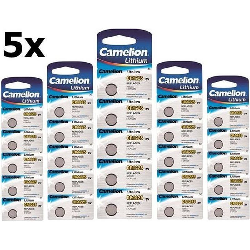 Foto van 25 stuks (5 blister a 5st) camelion cr1225 48mah 3v batterij