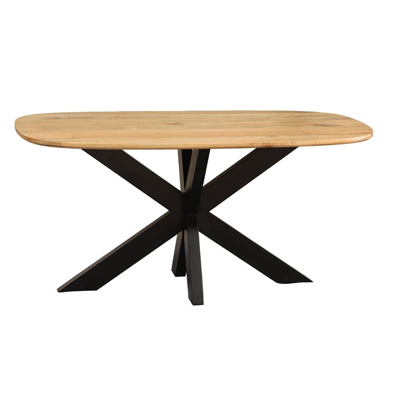 Foto van Eettafel deens ovaal mangohout 240cm austin lichtbruin ovale tafel duurzaam mango eetkamertafel