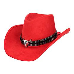 Foto van Boland party carnaval verkleed cowboy hoed rodeo - rood - volwassenen - polyester - verkleedhoofddeksels