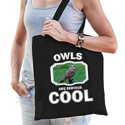 Foto van Dieren velduil tasje zwart volwassenen en kinderen - owls are cool cadeau boodschappentasje - feest boodschappentassen