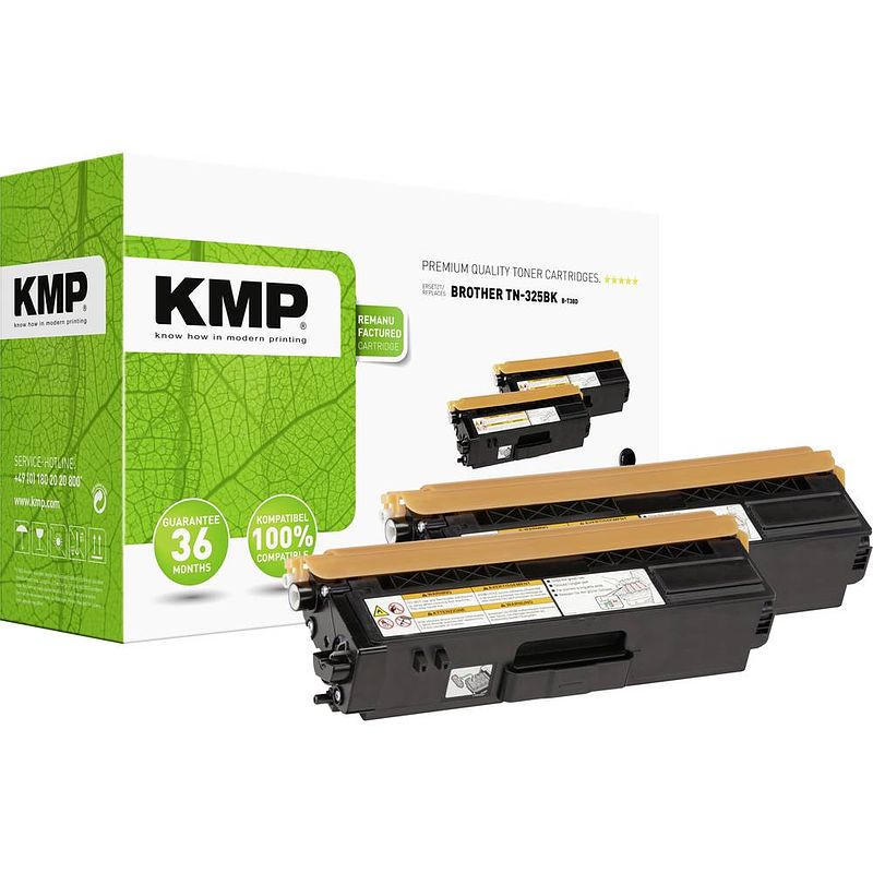 Foto van Kmp toner set van 2 vervangt brother tn-325bk, tn325bk compatibel zwart 4000 bladzijden b-t38d