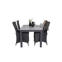 Foto van Albany tuinmeubelset tafel 90x152/210cm en 4 stoel padova zwart, grijs.