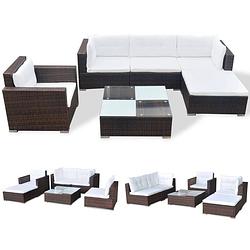 Foto van Infiori 6-delige loungeset met kussens poly rattan bruin