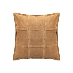 Foto van Ptmd cobie camel suede leather cushion square s