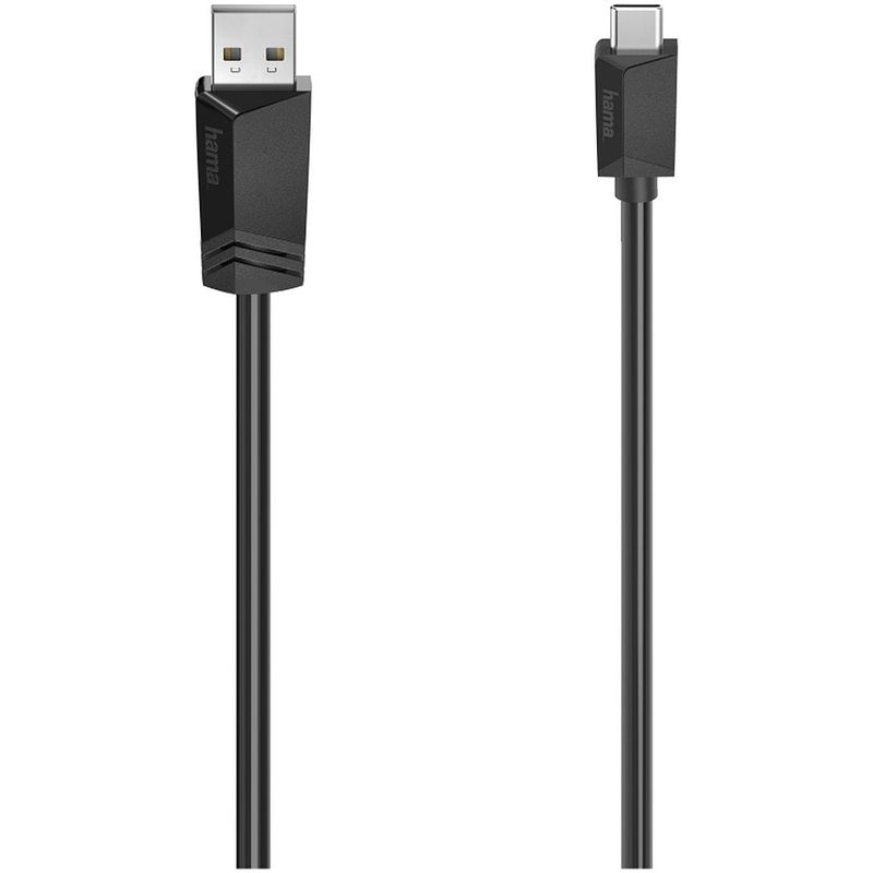 Foto van Hama usb-c-kabel, usb-a-stekker - usb-c-stekker, usb 2.0, 480 mbit/s, 3,00 m kabel zwart