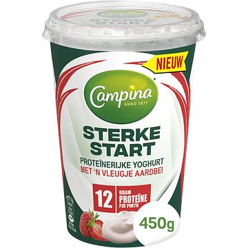 Foto van Campina sterke start yoghurt met 'sn vleugje aardbei 450g bij jumbo