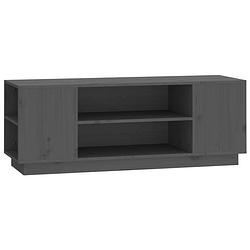 Foto van The living store tv-kastenset - grijs massief grenenhout - 110 x 35 x 40.5 cm - ruime opbergruimte