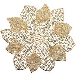 Foto van 1x placemats bloemen vorm - kunststof - 49 x 47 cm - goud - placemats