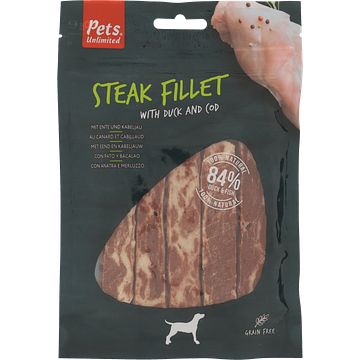 Foto van Pets limited honden voer steak fillet eend 100g bij jumbo