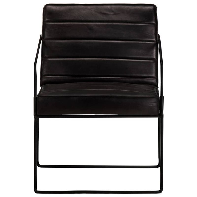 Foto van The living store fauteuil armstoel - 52x70x71cm - zwart echt leer