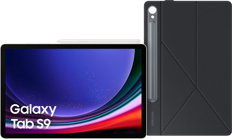 Foto van Samsung galaxy tab s9 11 inch 256gb wifi crème + book case zwart