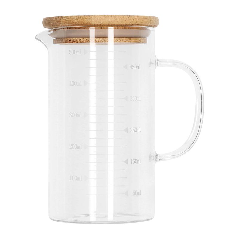 Foto van Krumble maatbeker glas met deksel - 500 ml