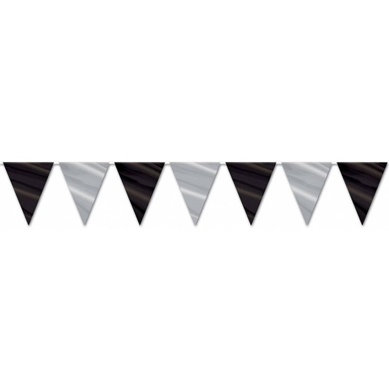 Foto van Vlaggenlijn zwart en zilver 3,6 meter - vlaggenlijnen
