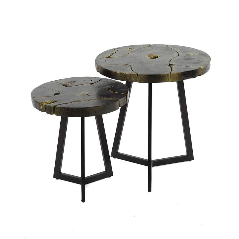 Foto van Anli style salontafel set 2/ rond black and gold