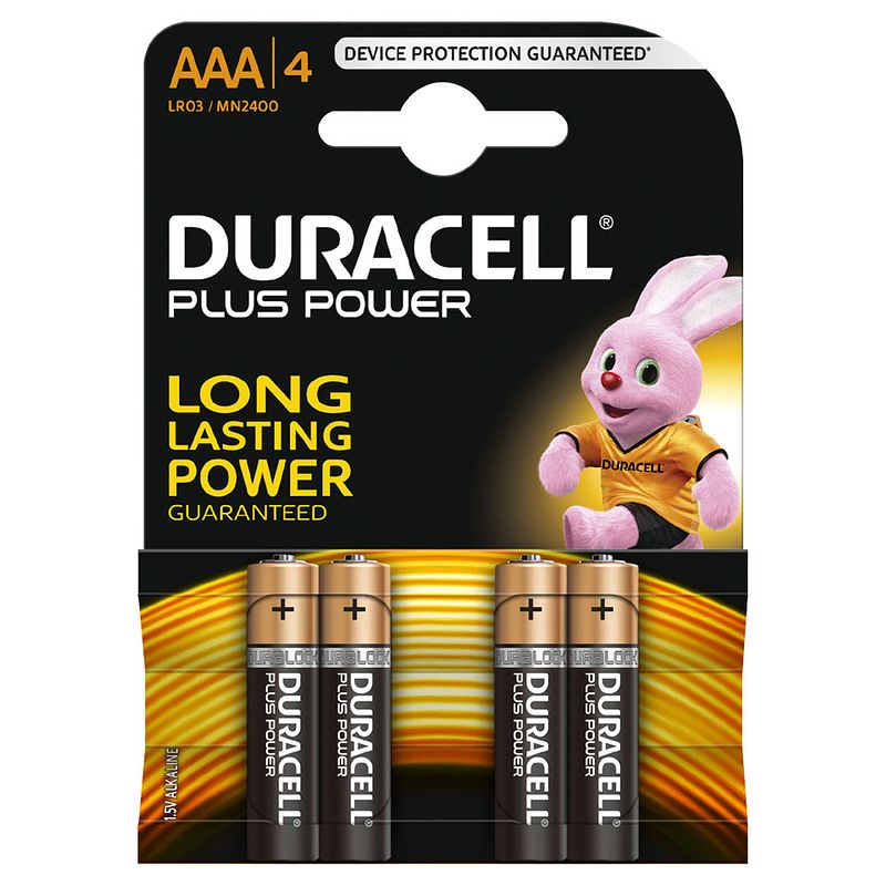 Foto van Duracell plus power aaa alkaline batterijen - 4 stuks