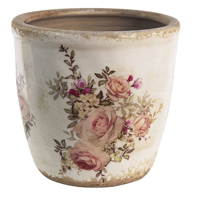 Foto van Clayre & eef roze decoratie bloempot ø 16*15 cm 6ce1421xl