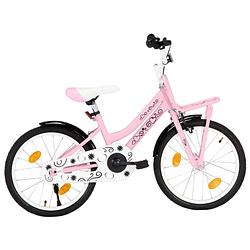 Foto van The living store kinderfiets - 18 inch - roze/zwart - mig gelast stalen frame - verstelbaar zadel en stuur -