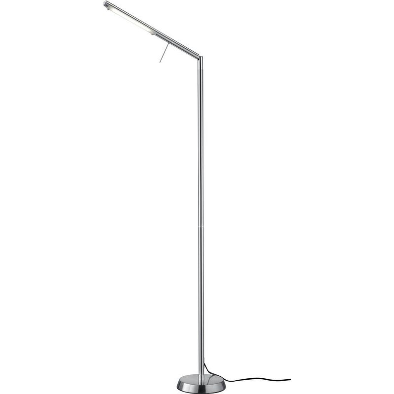 Foto van Led vloerlamp - trion filiga xl - 6w - warm wit 3000k - 1-lichts - dimbaar - rond - mat nikkel - aluminium