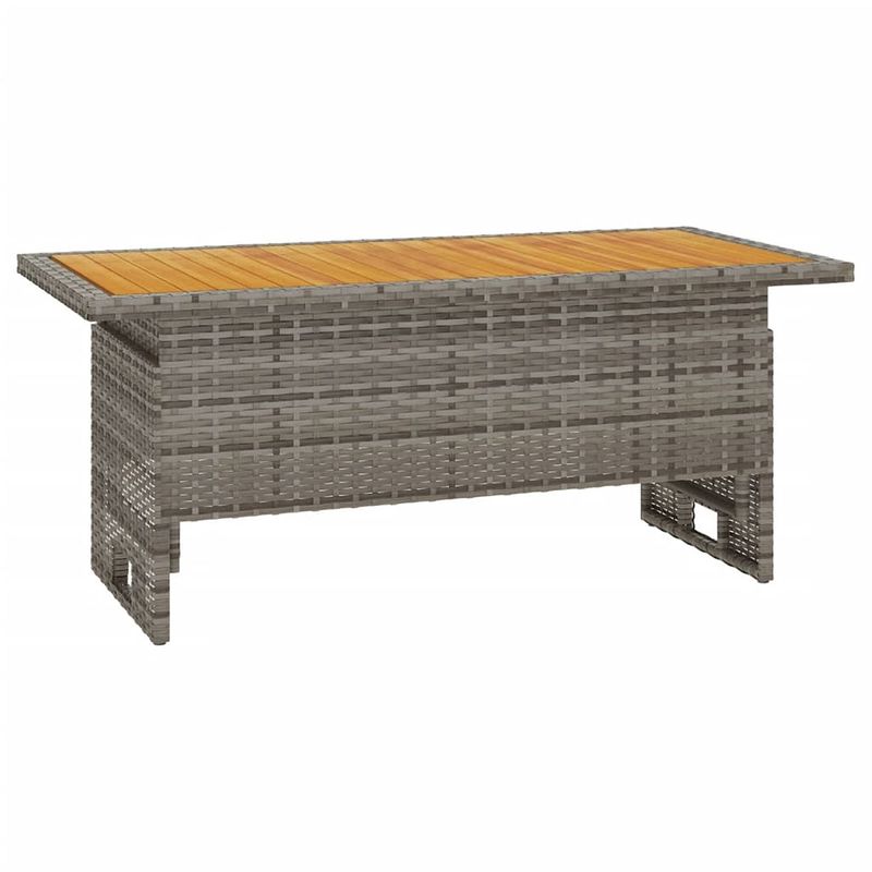 Foto van Vidaxl tuintafel 100x50x43/63 cm acaciahout en poly rattan grijs