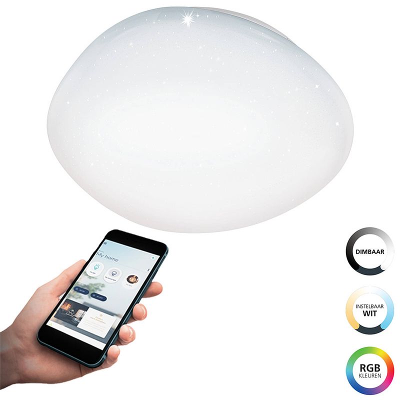 Foto van Eglo connect.z sileras-z smart plafondlamp - ø 60 cm - wit - instelbaar rgb & wit licht - dimbaar - zigbee