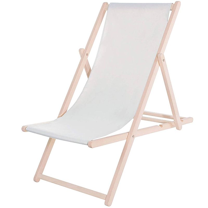 Foto van Ligbed strandstoel ligstoel verstelbaar beukenhout handgemaakt licht grijs