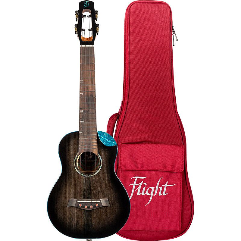 Foto van Flight royal series nighthawk concert black stain elektrisch-akoestische concert ukelele met gigbag