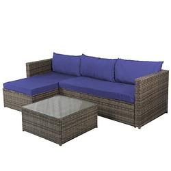 Foto van Loungebank miko grijs tuin, loungeset buiten wicker