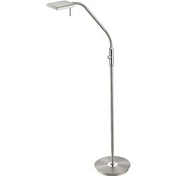 Foto van Led vloerlamp - trion bernaro - 12w - warm wit 3000k - dimbaar - rond - mat nikkel - aluminium