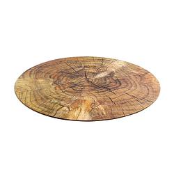 Foto van 6x ronde placemat/tafel onderlegger boomstam hout print 38 cm - placemats