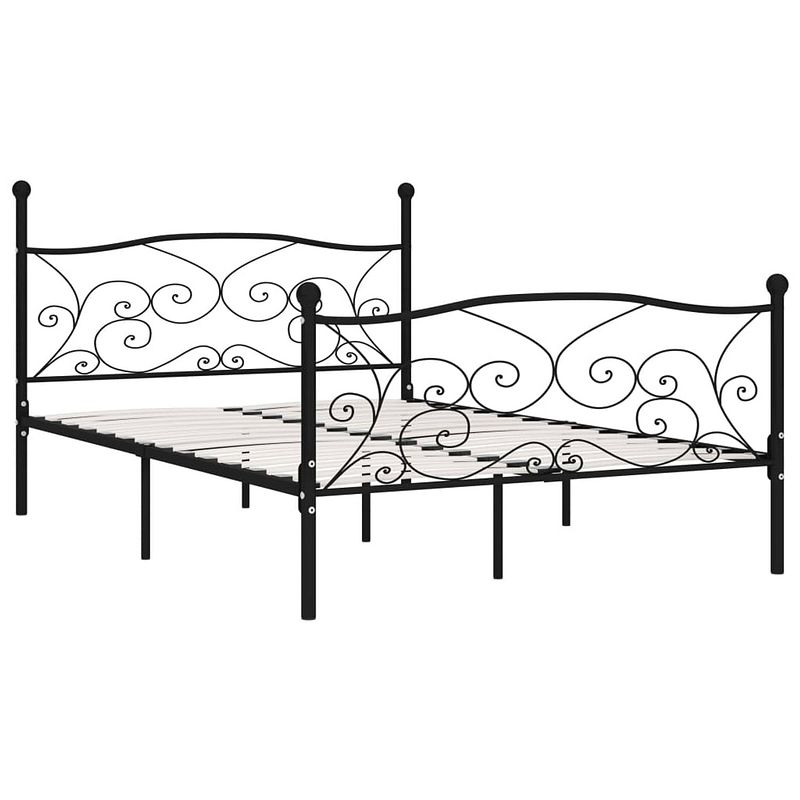 Foto van The living store metalen bedframe - zwart - 211 x 149 x 105 cm - geschikt voor matras 140 x 200 cm - inclusief