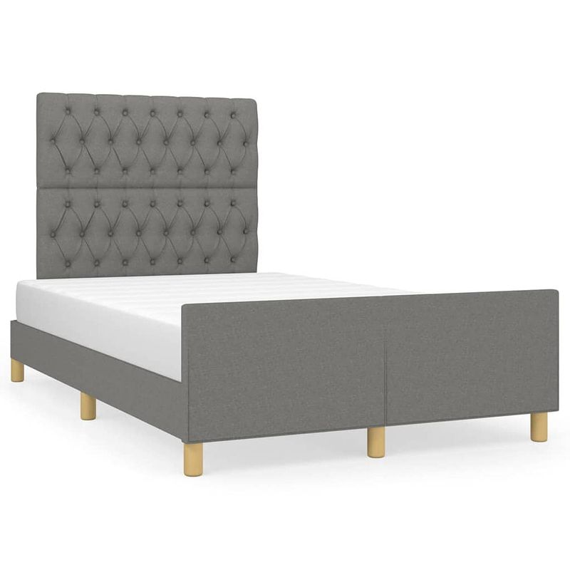 Foto van The living store bedframe - donkergrijs - 203 x 126 cm - verstelbaar hoofdeinde - stabiele poten - multiplex